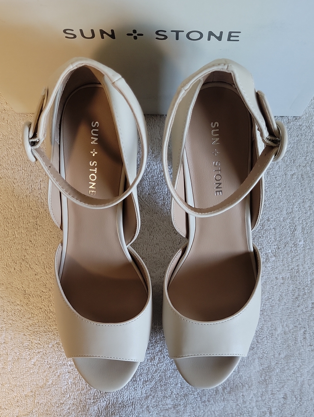 Sun + Stone "Reeta" Peep-toe, Block Heel Platform Sandals, NIB - Picture 6 of 11